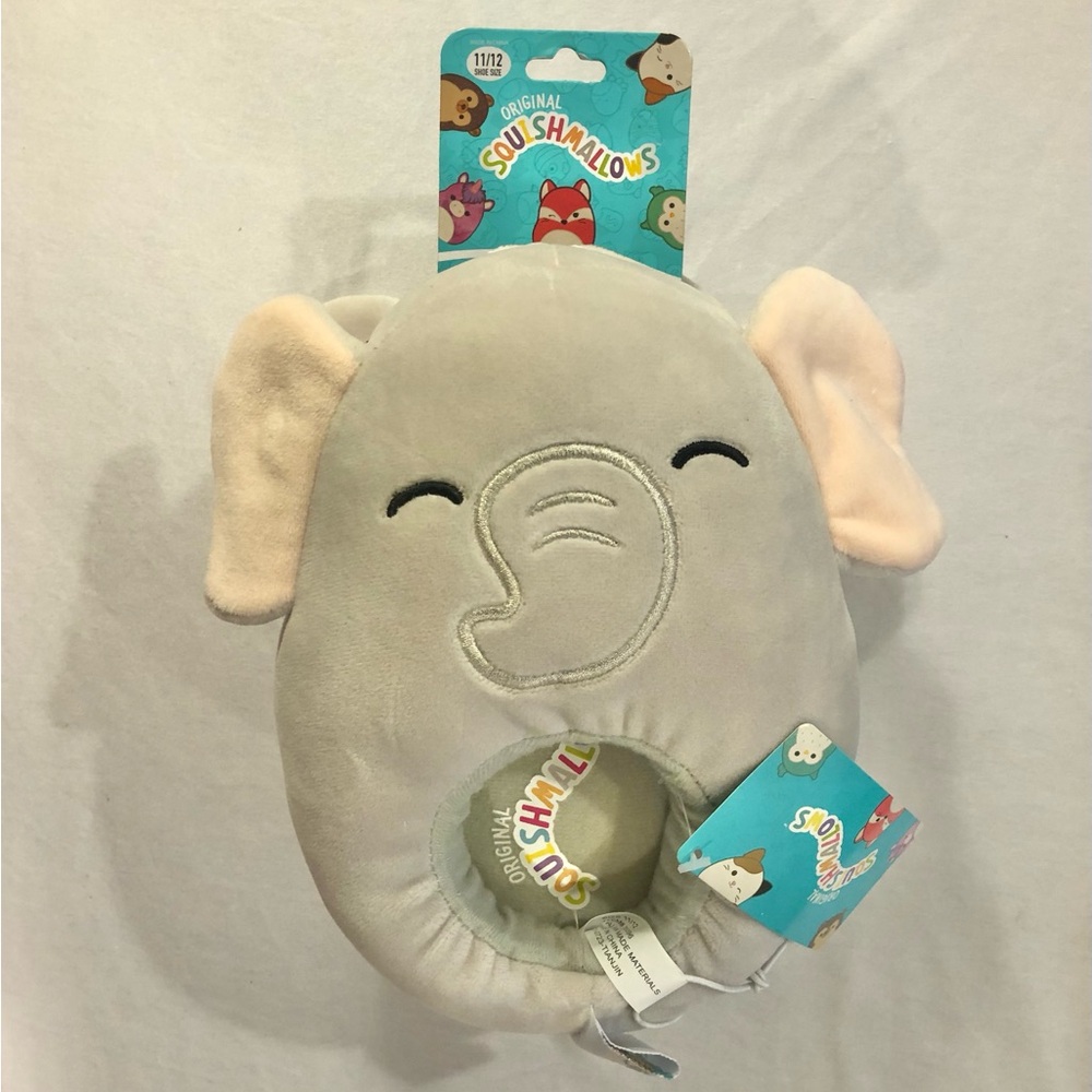 Squishmallows Elephant Slippers Kids 11/12 NWT